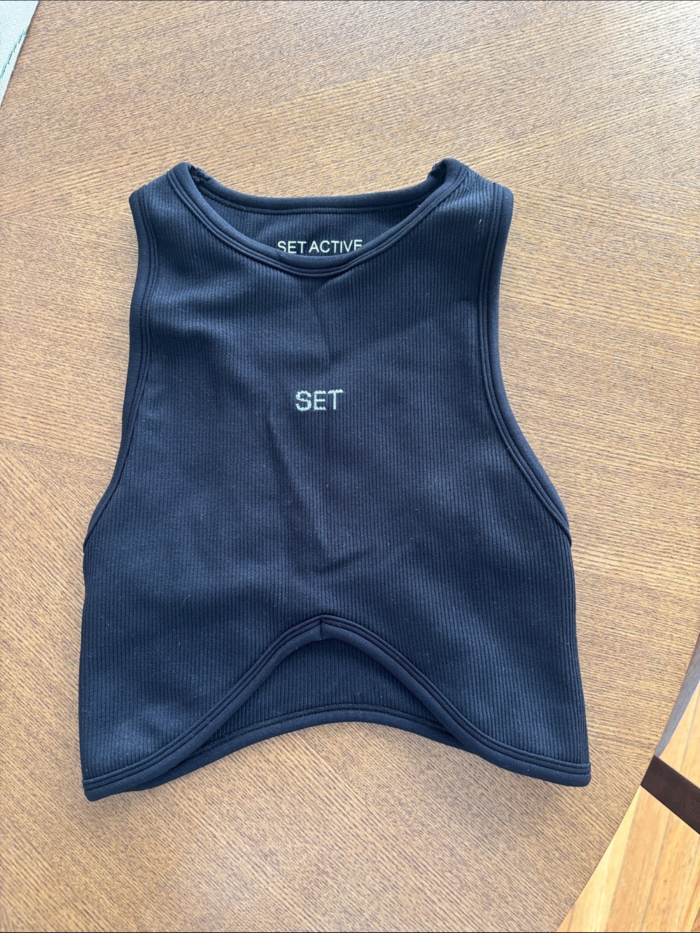SET Active Black Ribbed Cropped Sports Bra